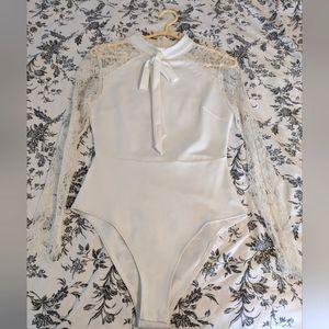 White bodysuit with lace